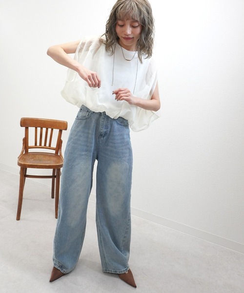 gossara(ゴサラ)の「【トレンドライクな1枚】オーガンジーバルーンプルオーバー(その他トップス・レディース・Off White/ブラック/モカ・FREE)」の8枚目の写真