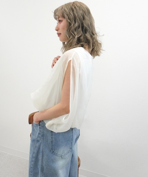 gossara(ゴサラ)の「【トレンドライクな1枚】オーガンジーバルーンプルオーバー(その他トップス・レディース・Off White/ブラック/モカ・FREE)」の6枚目の写真