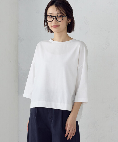 COMME CA ISM(コムサイズム)の「【接触冷感】7分袖 カットソー(Tシャツ/カットソー・レディース・ネイビー/サックスブルー/ホワイト・LARGE/MEDIUM)」の5枚目の写真
