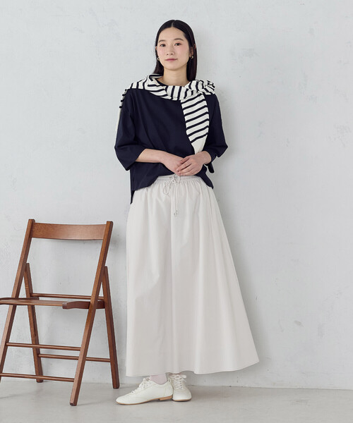 COMME CA ISM(コムサイズム)の「【接触冷感】7分袖 カットソー(Tシャツ/カットソー・レディース・ネイビー/サックスブルー/ホワイト・LARGE/MEDIUM)」の8枚目の写真