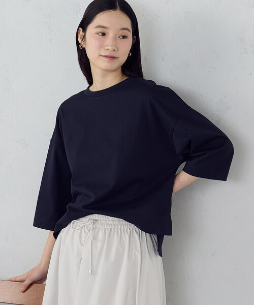 COMME CA ISM(コムサイズム)の「【接触冷感】7分袖 カットソー(Tシャツ/カットソー・レディース・ネイビー/サックスブルー/ホワイト・LARGE/MEDIUM)」の9枚目の写真