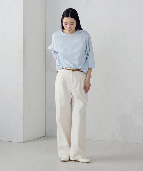 COMME CA ISM(コムサイズム)の「【接触冷感】7分袖 カットソー(Tシャツ/カットソー・レディース・ネイビー/サックスブルー/ホワイト・LARGE/MEDIUM)」の12枚目の写真