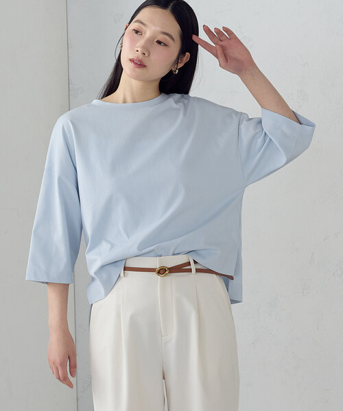 COMME CA ISM(コムサイズム)の「【接触冷感】7分袖 カットソー(Tシャツ/カットソー・レディース・ネイビー/サックスブルー/ホワイト・LARGE/MEDIUM)」の13枚目の写真