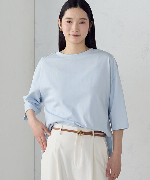 COMME CA ISM(コムサイズム)の「【接触冷感】7分袖 カットソー(Tシャツ/カットソー・レディース・ネイビー/サックスブルー/ホワイト・LARGE/MEDIUM)」の14枚目の写真