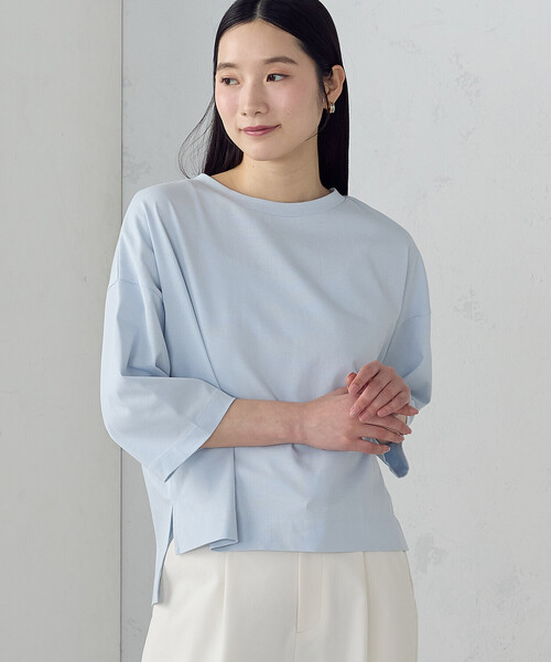 COMME CA ISM(コムサイズム)の「【接触冷感】7分袖 カットソー(Tシャツ/カットソー・レディース・ネイビー/サックスブルー/ホワイト・LARGE/MEDIUM)」の15枚目の写真