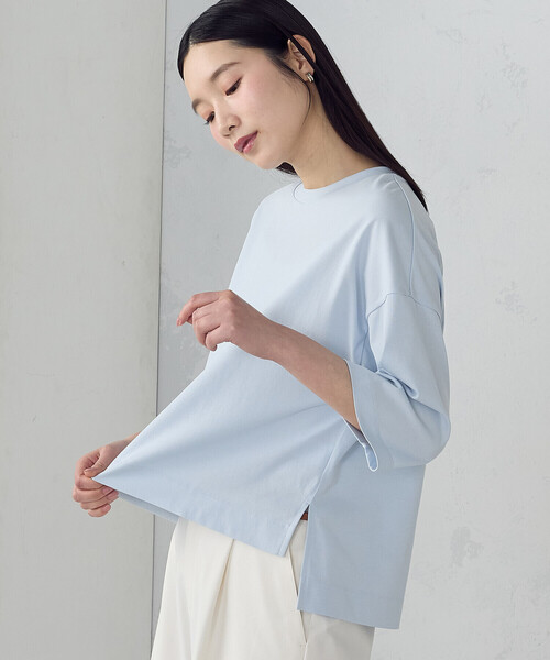 COMME CA ISM(コムサイズム)の「【接触冷感】7分袖 カットソー(Tシャツ/カットソー・レディース・ネイビー/サックスブルー/ホワイト・LARGE/MEDIUM)」の16枚目の写真