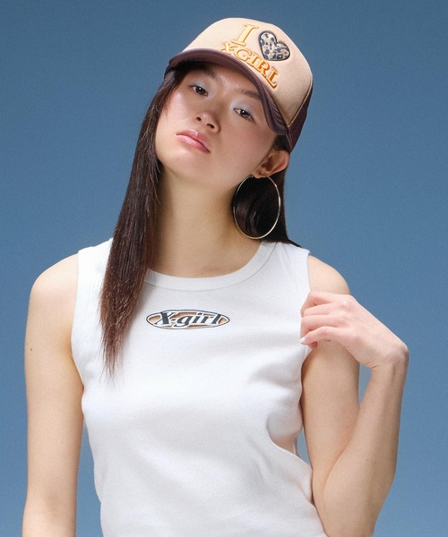 X-girl（エックスガール）の「I LOVE X-GIRL TRUCKER CAP（キャップ・レディース・ブラック/ブラウン/ピンク・ONE SIZE）」の7枚目の写真