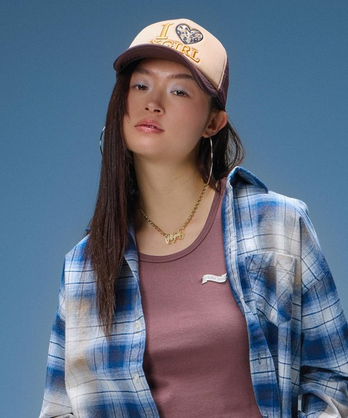 X-girl（エックスガール）の「I LOVE X-GIRL TRUCKER CAP（キャップ・レディース・ブラック/ブラウン/ピンク・ONE SIZE）」の8枚目の写真