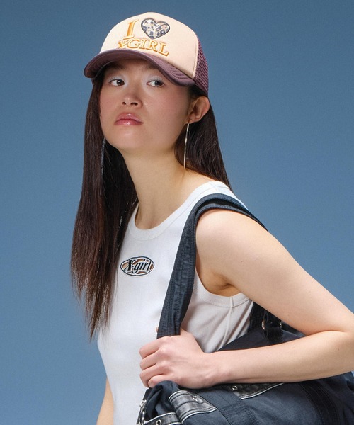 X-girl（エックスガール）の「I LOVE X-GIRL TRUCKER CAP（キャップ・レディース・ブラック/ブラウン/ピンク・ONE SIZE）」の9枚目の写真