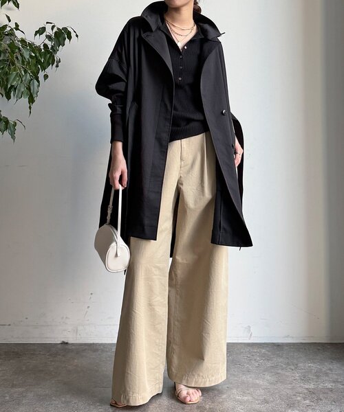 DouDou（ドゥドゥ）の「サークルリブコート（その他アウター・レディース・ブラック/ベージュ・FREE）」の6枚目の写真