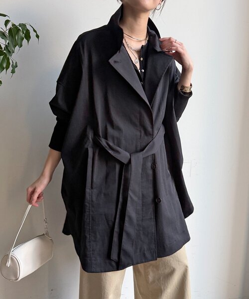 DouDou（ドゥドゥ）の「サークルリブコート（その他アウター・レディース・ブラック/ベージュ・FREE）」の13枚目の写真