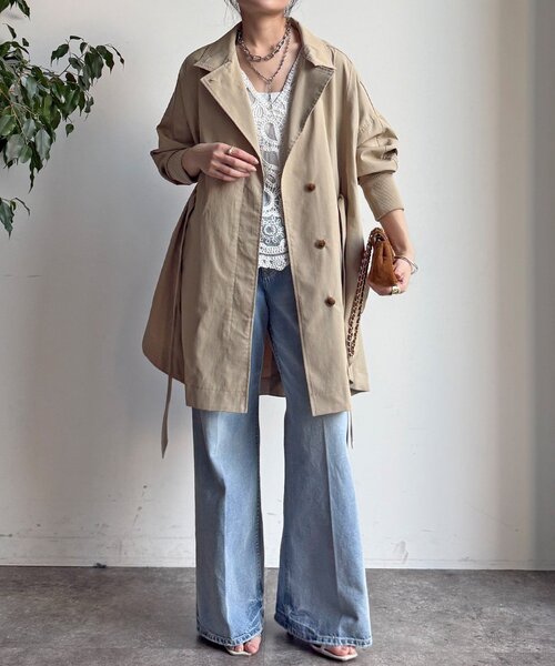 DouDou（ドゥドゥ）の「サークルリブコート（その他アウター・レディース・ブラック/ベージュ・FREE）」の17枚目の写真