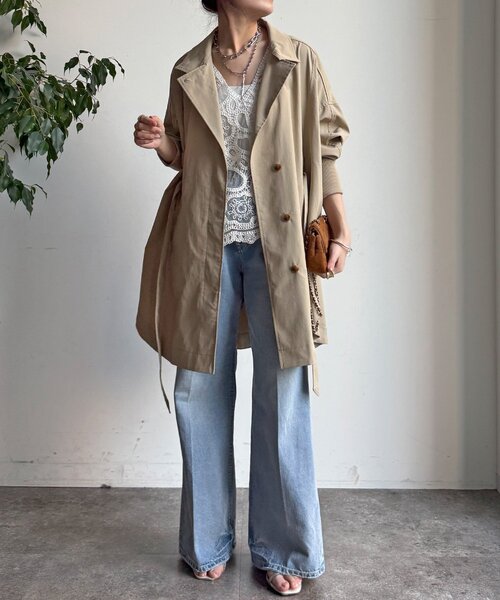 DouDou（ドゥドゥ）の「サークルリブコート（その他アウター・レディース・ブラック/ベージュ・FREE）」の18枚目の写真