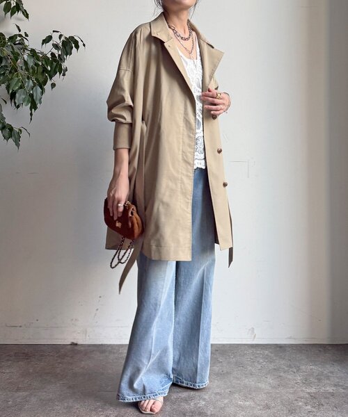 DouDou（ドゥドゥ）の「サークルリブコート（その他アウター・レディース・ブラック/ベージュ・FREE）」の19枚目の写真