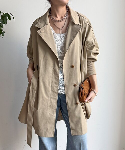 DouDou（ドゥドゥ）の「サークルリブコート（その他アウター・レディース・ブラック/ベージュ・FREE）」の21枚目の写真