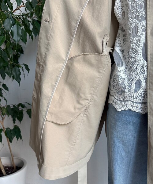 DouDou（ドゥドゥ）の「サークルリブコート（その他アウター・レディース・ブラック/ベージュ・FREE）」の5枚目の写真