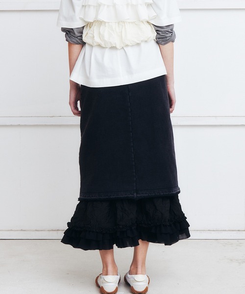 LE CIEL BLEU（ルシェルブルー）の「ウォッシュドスウェットスカートラッフルヘム / Washed Sweat Skirt Ruffle Hem（スカート・レディース・ブラック/グレー・36/38/34）」の7枚目の写真
