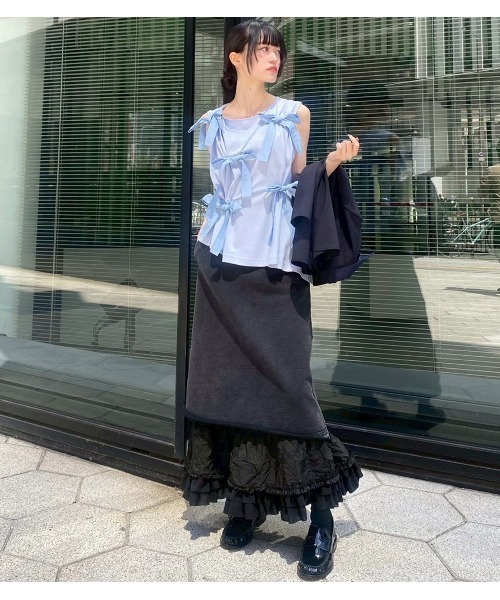 LE CIEL BLEU(ルシェルブルー)の「ウォッシュドスウェットスカートラッフルヘム / Washed Sweat Skirt Ruffle Hem(スカート・レディース・ブラック/グレー・36/38/34)」の22枚目の写真
