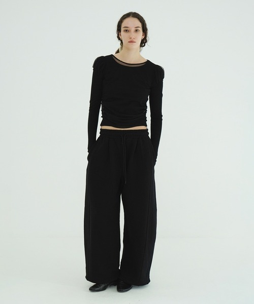 CLANE(クラネ)の「LAYERED TULLE RIBBON CUT TOPS(Tシャツ/カットソー・レディース・アイボリー/ブラック/グレー・1/2)」の20枚目の写真