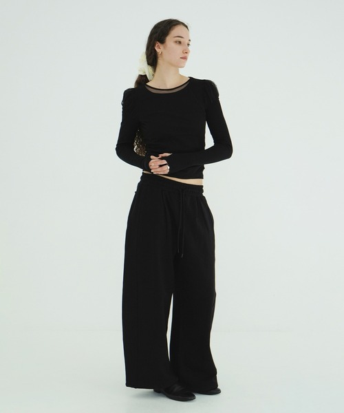 CLANE(クラネ)の「LAYERED TULLE RIBBON CUT TOPS(Tシャツ/カットソー・レディース・アイボリー/ブラック/グレー・1/2)」の21枚目の写真