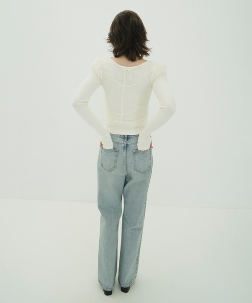 CLANE(クラネ)の「LAYERED TULLE RIBBON CUT TOPS(Tシャツ/カットソー・レディース・アイボリー/ブラック/グレー・1/2)」の10枚目の写真