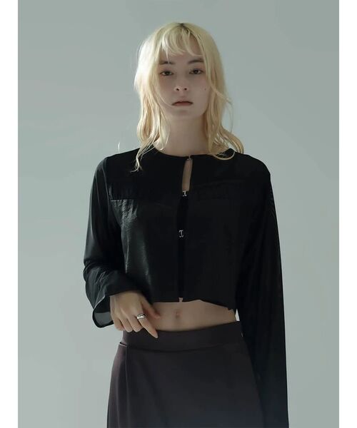 :ETHROF(イーサオブ)の「GLOSSY SHEER BOLERO(シャツ/ブラウス・レディース・ブラック・MEDIUM)」の1枚目の写真