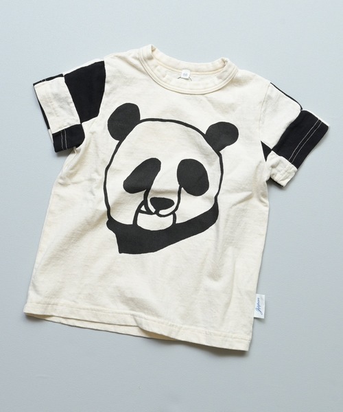 JIPPON（ジポン）の「【JIPPON/日本製】半袖パッチワークパンダT（Tシャツ/カットソー・キッズ・チャコール/ホワイト系その他2/ホワイト系その他/ライトピンク/オフホワイト/アイボリー・80/90/95/100/110/120/130）」の3枚目の写真