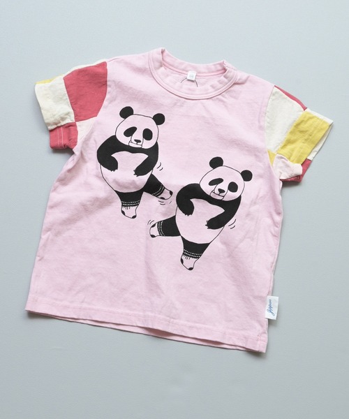 JIPPON（ジポン）の「【JIPPON/日本製】半袖パッチワークパンダT（Tシャツ/カットソー・キッズ・チャコール/ホワイト系その他2/ホワイト系その他/ライトピンク/オフホワイト/アイボリー・80/90/95/100/110/120/130）」の6枚目の写真