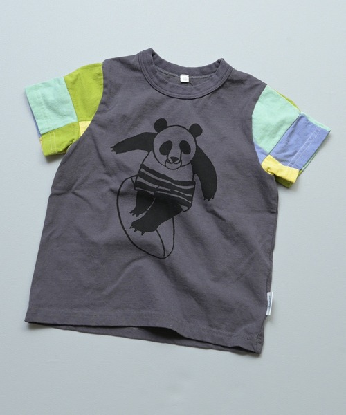 JIPPON（ジポン）の「【JIPPON/日本製】半袖パッチワークパンダT（Tシャツ/カットソー・キッズ・チャコール/ホワイト系その他2/ホワイト系その他/ライトピンク/オフホワイト/アイボリー・80/90/95/100/110/120/130）」の5枚目の写真