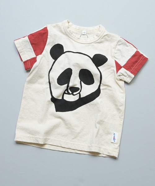JIPPON（ジポン）の「【JIPPON/日本製】半袖パッチワークパンダT（Tシャツ/カットソー・キッズ・チャコール/ホワイト系その他2/ホワイト系その他/ライトピンク/オフホワイト/アイボリー・80/90/95/100/110/120/130）」の4枚目の写真