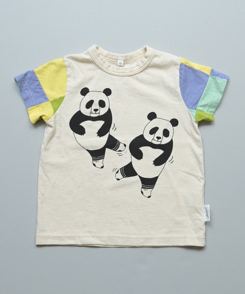 JIPPON（ジポン）の「【JIPPON/日本製】半袖パッチワークパンダT（Tシャツ/カットソー・キッズ・チャコール/ホワイト系その他2/ホワイト系その他/ライトピンク/オフホワイト/アイボリー・80/90/95/100/110/120/130）」の13枚目の写真