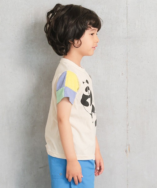 JIPPON（ジポン）の「【JIPPON/日本製】半袖パッチワークパンダT（Tシャツ/カットソー・キッズ・チャコール/ホワイト系その他2/ホワイト系その他/ライトピンク/オフホワイト/アイボリー・80/90/95/100/110/120/130）」の16枚目の写真