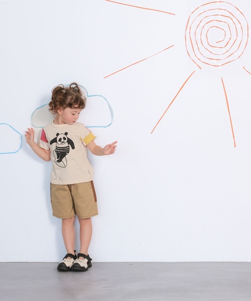 JIPPON（ジポン）の「【JIPPON/日本製】半袖パッチワークパンダT（Tシャツ/カットソー・キッズ・チャコール/ホワイト系その他2/ホワイト系その他/ライトピンク/オフホワイト/アイボリー・80/90/95/100/110/120/130）」の20枚目の写真