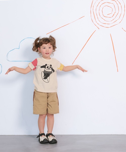 JIPPON（ジポン）の「【JIPPON/日本製】半袖パッチワークパンダT（Tシャツ/カットソー・キッズ・チャコール/ホワイト系その他2/ホワイト系その他/ライトピンク/オフホワイト/アイボリー・80/90/95/100/110/120/130）」の21枚目の写真