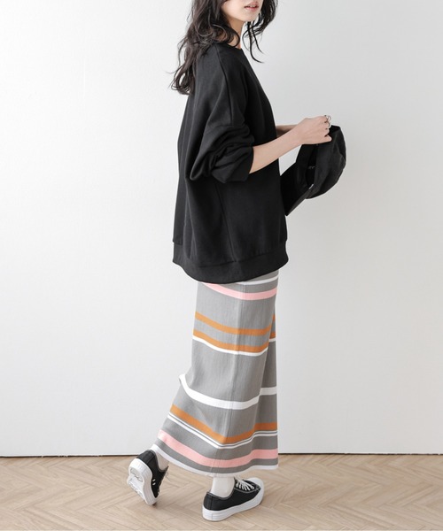 AMELY(エミリー)の「マルチボーダーリブニットスカート(スカート・レディース・ピンク/ブラック/グレー・フリー)」の8枚目の写真