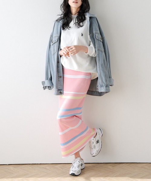 AMELY(エミリー)の「マルチボーダーリブニットスカート(スカート・レディース・ピンク/ブラック/グレー・フリー)」の10枚目の写真