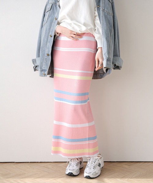AMELY(エミリー)の「マルチボーダーリブニットスカート(スカート・レディース・ピンク/ブラック/グレー・フリー)」の11枚目の写真