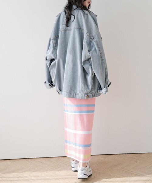 AMELY(エミリー)の「マルチボーダーリブニットスカート(スカート・レディース・ピンク/ブラック/グレー・フリー)」の12枚目の写真