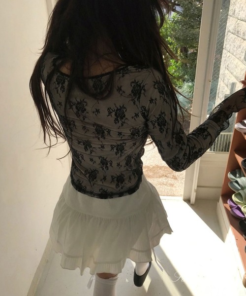 LAFFMO（ラフモ）の「シアーレースレイヤードトップス（Tシャツ/カットソー・レディース・ホワイト/ベージュ/ブラック・F）」の19枚目の写真