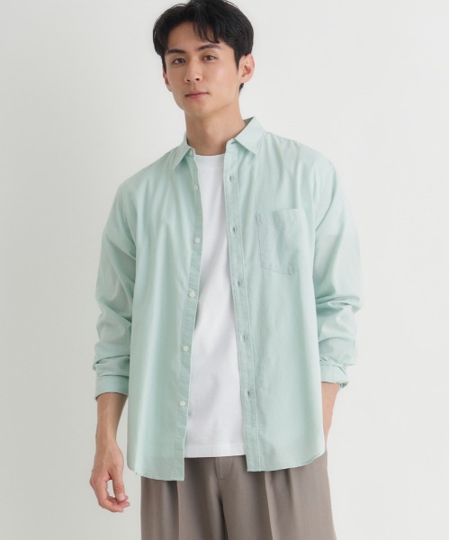 BACK NUMBER（バックナンバー）の「BACK NUMBER(バックナンバー)綿麻長袖シャツ（シャツ/ブラウス・メンズ・サックスブルー/キナリ/ベージュ/グリーン・M/XL/L/S）」の3枚目の写真