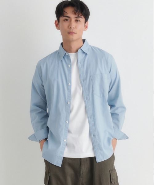 BACK NUMBER（バックナンバー）の「BACK NUMBER(バックナンバー)綿麻長袖シャツ（シャツ/ブラウス・メンズ・サックスブルー/キナリ/ベージュ/グリーン・M/XL/L/S）」の17枚目の写真