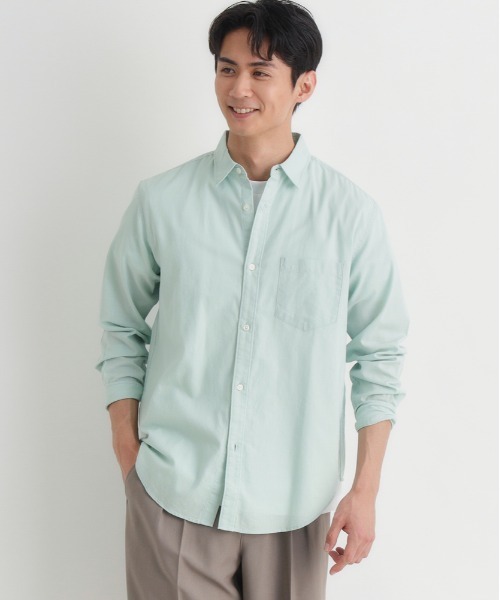 BACK NUMBER（バックナンバー）の「BACK NUMBER(バックナンバー)綿麻長袖シャツ（シャツ/ブラウス・メンズ・サックスブルー/キナリ/ベージュ/グリーン・M/XL/L/S）」の21枚目の写真