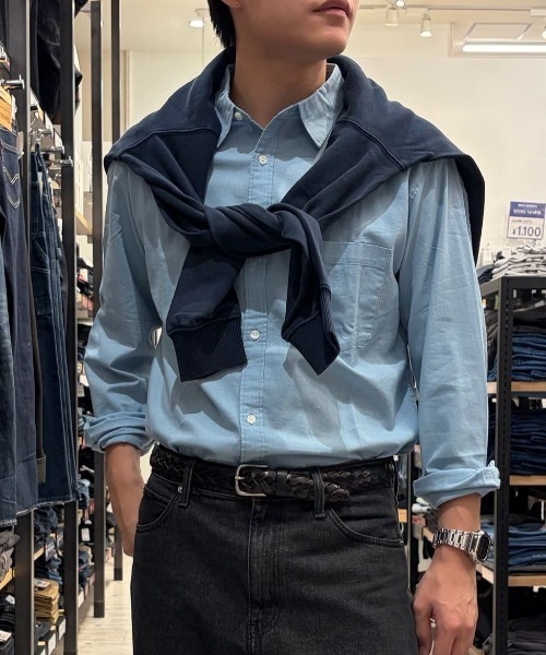 BACK NUMBER（バックナンバー）の「BACK NUMBER(バックナンバー)綿麻長袖シャツ（シャツ/ブラウス・メンズ・サックスブルー/キナリ/ベージュ/グリーン・M/XL/L/S）」の13枚目の写真