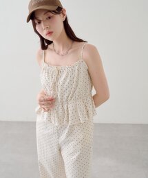 Kastane | 【WEB先行/2サイズ展開/低身長サイズ】ペプラムキャミサロペット(サロペット/オーバーオール)