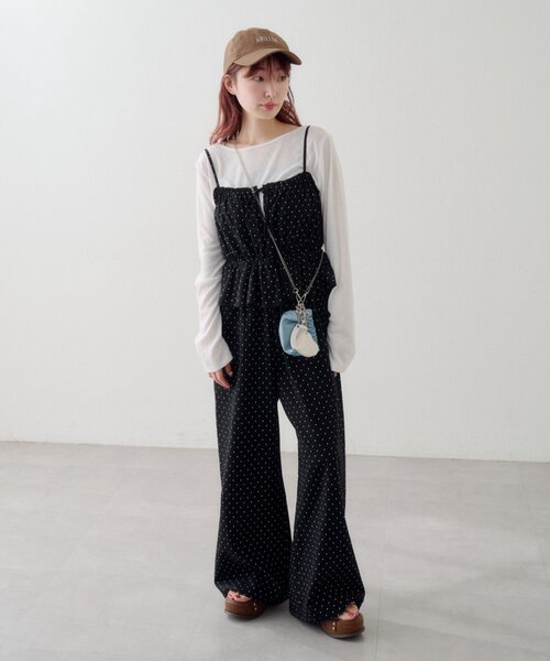 セール】【WEB先行/2サイズ展開/低身長サイズ】ペプラムキャミ