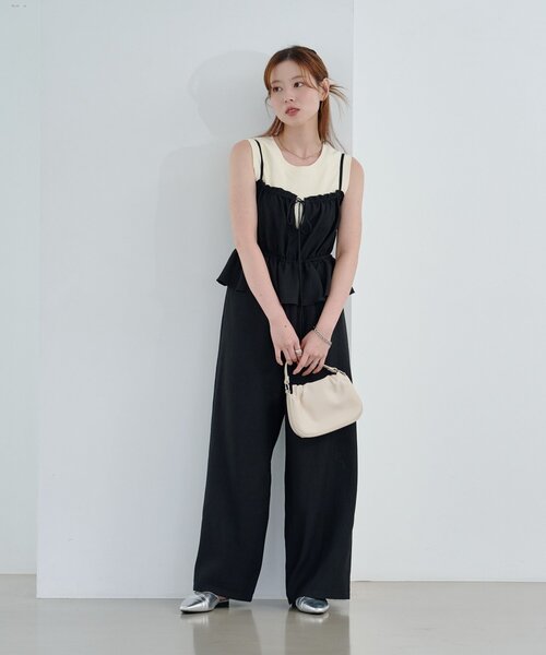 セール】【WEB先行/2サイズ展開/低身長サイズ】ペプラムキャミ