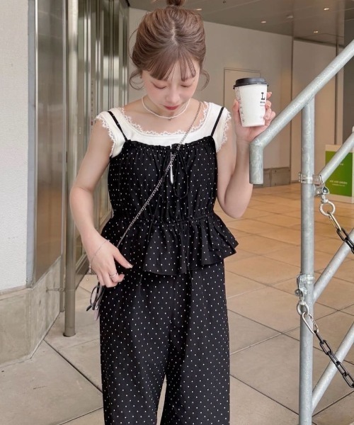 LCギンガムキャミサロペット GINGHAM WIDE SALOPETTE / ギンガムワイドサロペット｜DÉPAREILLÉ