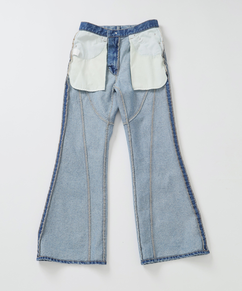 NOCTO ARCHIVE(ノクトアーカイブ)の「NOCTO ARCHIVE/ノクト アーカイブ Biascut Wide Flare Denim(デニムパンツ・メンズ・ブラック系その他/ブルー・MEDIUM/LARGE)」の5枚目の写真