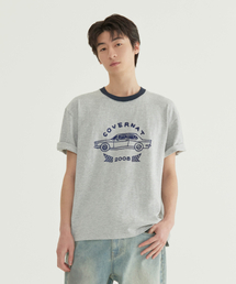 スラブヴィンテージカーグラフィックTシャツメランジグレー