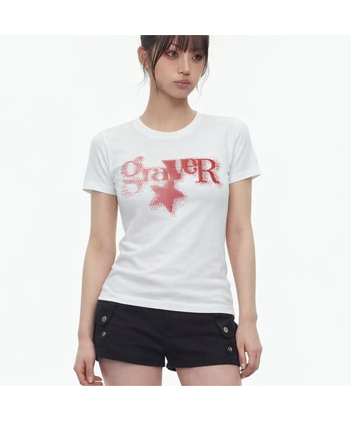 GRAVER（グレーバー）の「[ウーマン]STAR PIXELスリム半袖Tシャツ_2カラー（Tシャツ/カットソー・レディース・ホワイト/ブラック・ONE SIZE）」の2枚目の写真